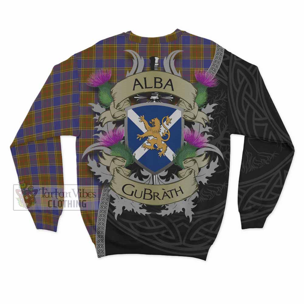 Tartan Vibes Clothing Balfour Tartan Family Crest Sweatshirt Lion Rampant Royal Thistle Shield Celtic Inspired