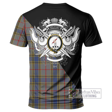Balfour Tartan T-Shirt with Family Crest and Military Logo Style - Tartanvibesclothing Shop
