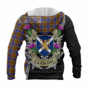 Balfour Tartan Family Crest Knitted Hoodie Lion Rampant Royal Thistle Shield Celtic Inspired