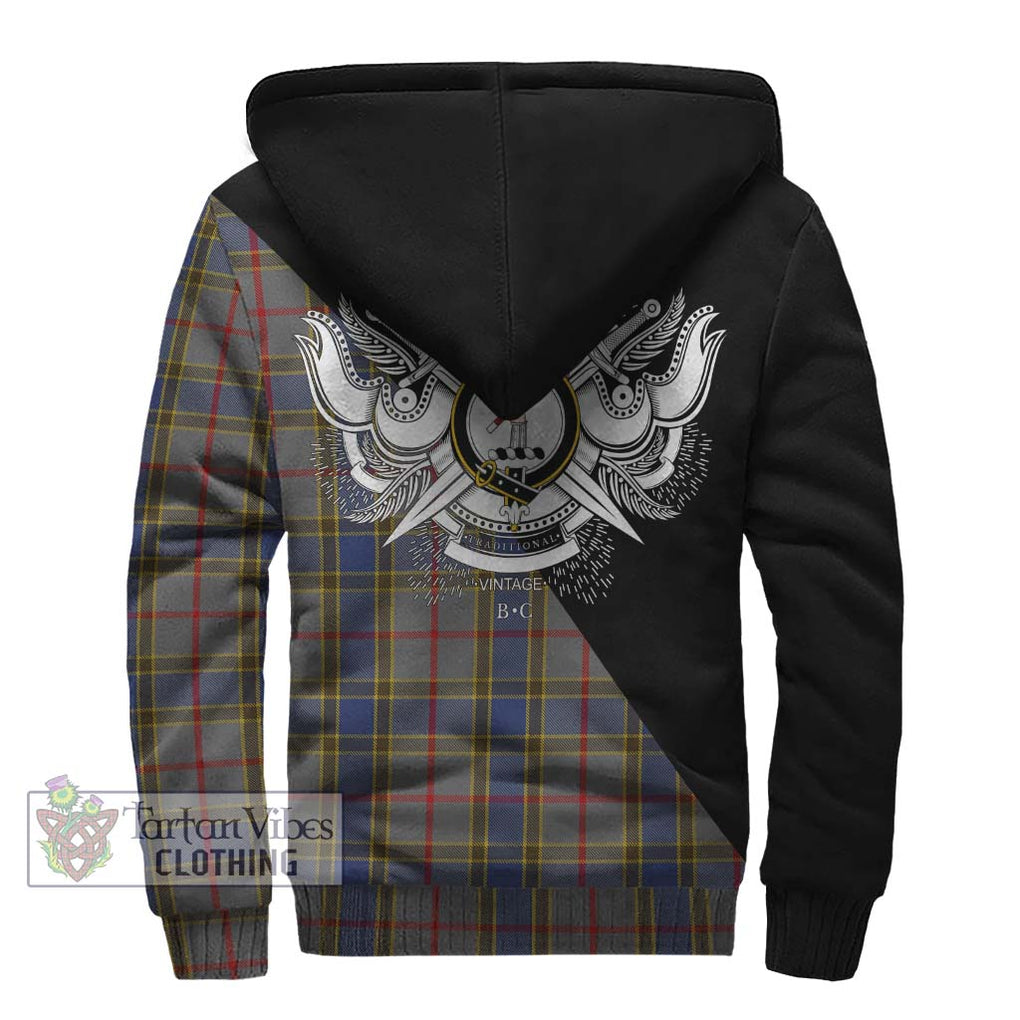 Balfour Tartan Sherpa Hoodie with Family Crest and Military Logo Style - Tartanvibesclothing Shop