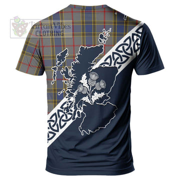 Balfour Tartan T-Shirt Featuring Thistle and Scotland Map