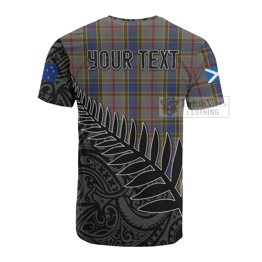 Tartan Vibes Clothing Balfour Crest Tartan Cotton T-shirt with New Zealand Silver Fern Half Style