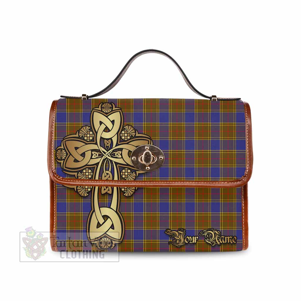 Tartan Vibes Clothing Balfour Tartan Waterproof Canvas Bag Golden Thistle Celtic Cross Style