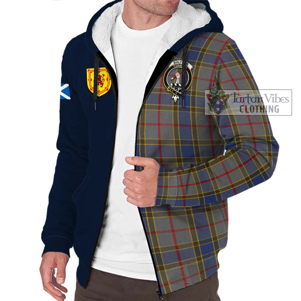 Tartan Vibes Clothing Balfour Tartan Sherpa Hoodie with Scottish Lion Royal Arm Half Style