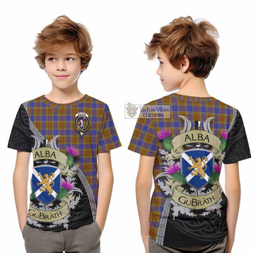 Balfour Tartan Family Crest Kid T-Shirt Lion Rampant Royal Thistle Shield Celtic Inspired