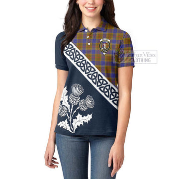 Tartan Vibes Clothing Balfour Tartan Women's Polo Shirt Featuring Thistle and Scotland Map