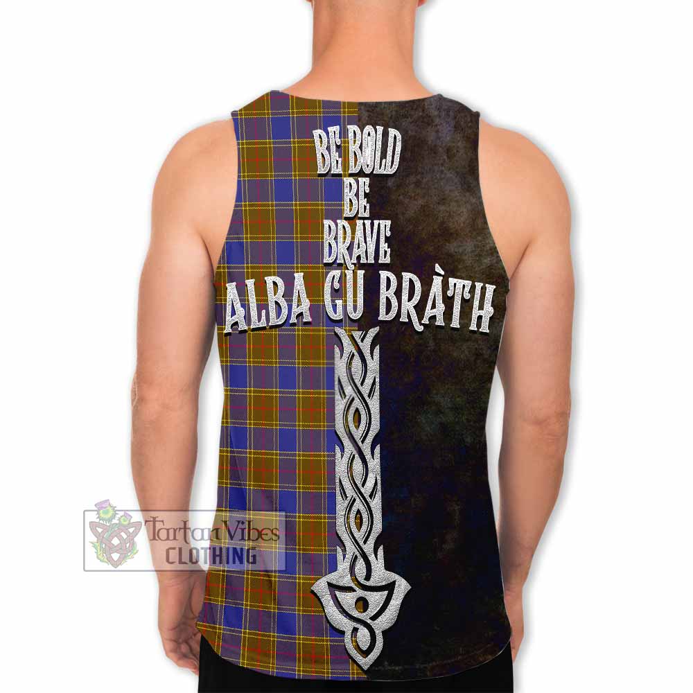 Tartan Vibes Clothing Balfour Tartan Family Crest Men's Tank Top Alba Gu Brath Be Brave Lion Ancient Style