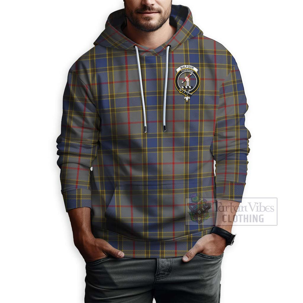 Tartan Vibes Clothing Balfour Tartan Hoodie with Family Crest Celtic Skull Style