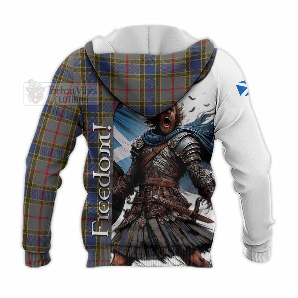 Tartan Vibes Clothing Balfour Crest Tartan Knitted Hoodie Inspired by the Freedom of Scottish Warrior