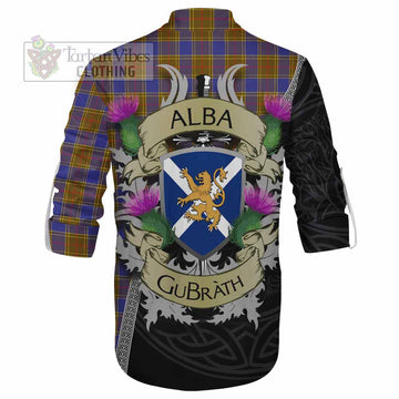 Balfour Tartan Family Crest Ghillie Kilt Shirt Lion Rampant Royal Thistle Shield Celtic Inspired