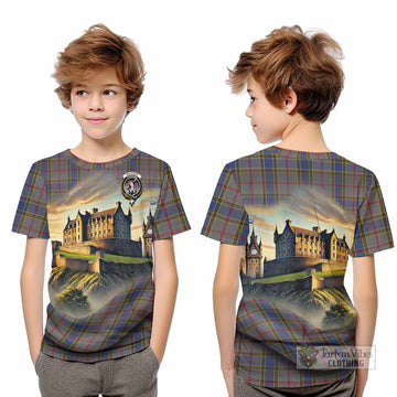 Balfour Tartan Family Crest Kid T-Shirt with Scottish Ancient Castle Style