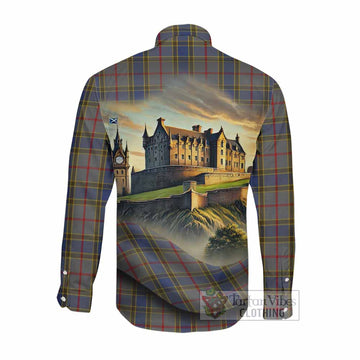 Balfour Tartan Family Crest Long Sleeve Button Shirt with Scottish Ancient Castle Style