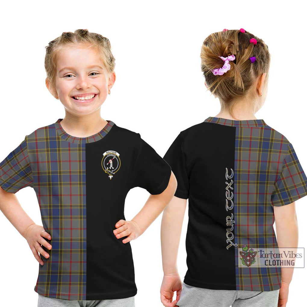 Balfour Tartan Kid T-Shirt with Family Crest and Half Of Me Style - Tartanvibesclothing Shop