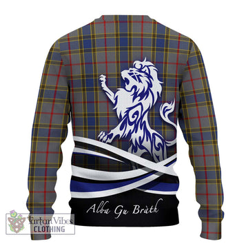 Balfour Tartan Knitted Sweater with Alba Gu Brath Regal Lion Emblem - Tartanvibesclothing Shop