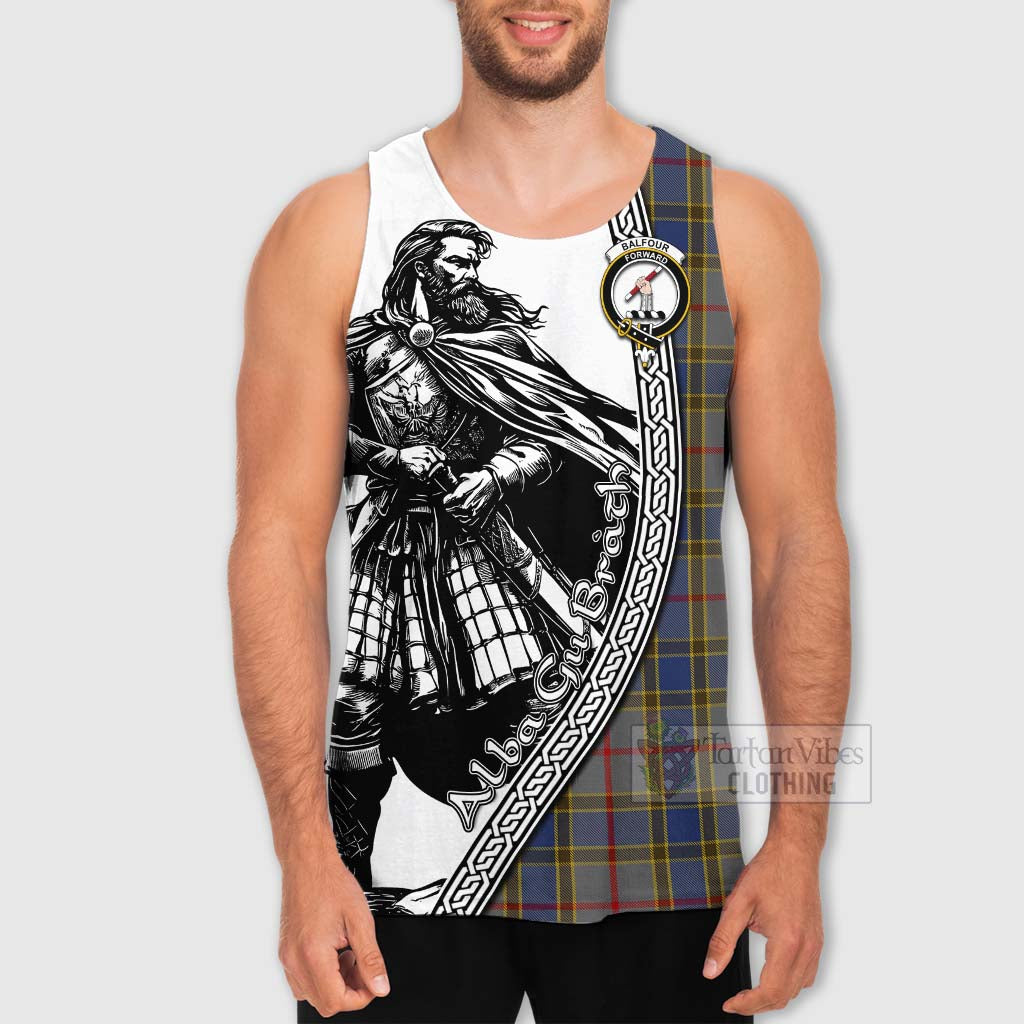 Tartan Vibes Clothing Balfour Tartan Clan Crest Men's Tank Top with Highlander Warrior Celtic Style