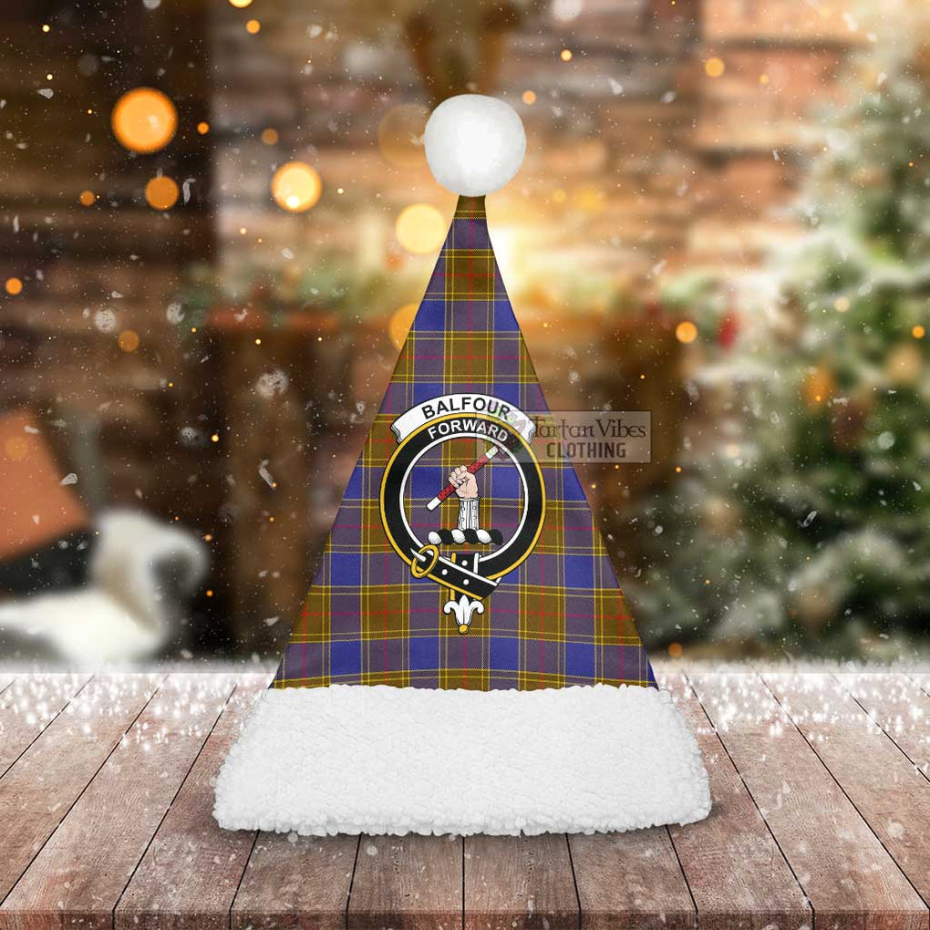 Tartan Vibes Clothing Balfour Tartan Christmas Santa Hats with Family Crest
