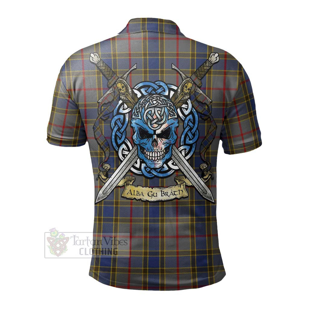 Tartan Vibes Clothing Balfour Tartan Polo Shirt with Family Crest Celtic Skull Style