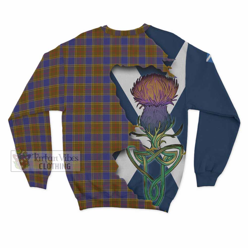 Tartan Vibes Clothing Balfour Tartan Family Crest Sweatshirt Scottish Thistle Celtic Inspired