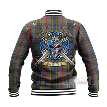 Balfour Tartan Baseball Jacket with Family Crest Celtic Skull Style