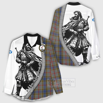 Tartan Vibes Clothing Balfour Tartan Clan Crest Women's Casual Shirt with Highlander Warrior Celtic Style