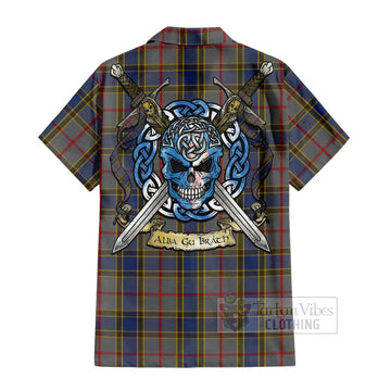 Balfour Tartan Hawaiian Shirt with Family Crest Celtic Skull Style