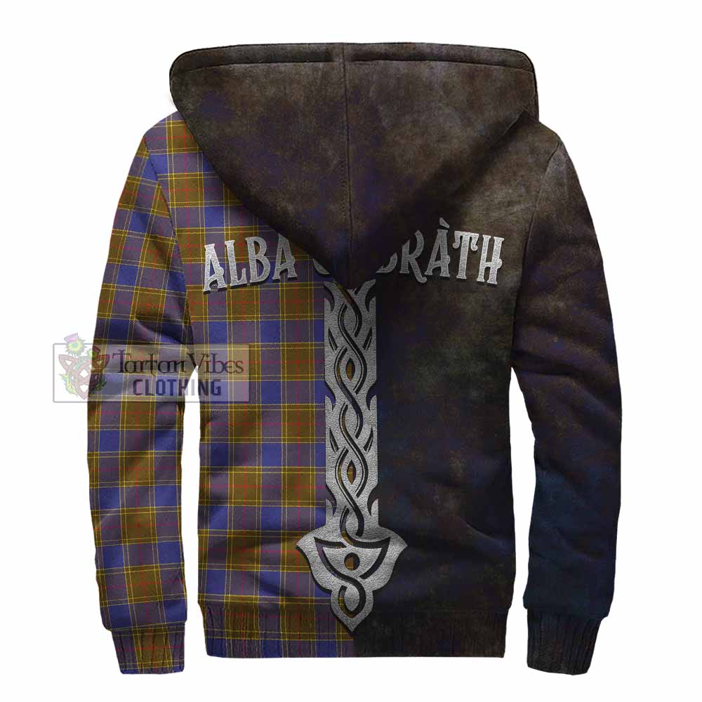 Tartan Vibes Clothing Balfour Tartan Family Crest Sherpa Hoodie Alba Gu Brath Be Brave Lion Ancient Style