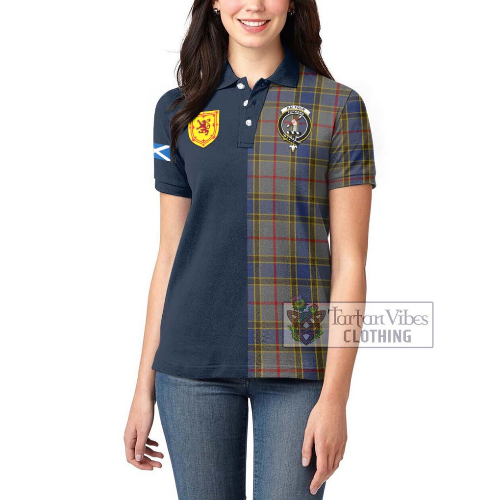 Tartan Vibes Clothing Balfour Tartan Women's Polo Shirt with Scottish Lion Royal Arm Half Style