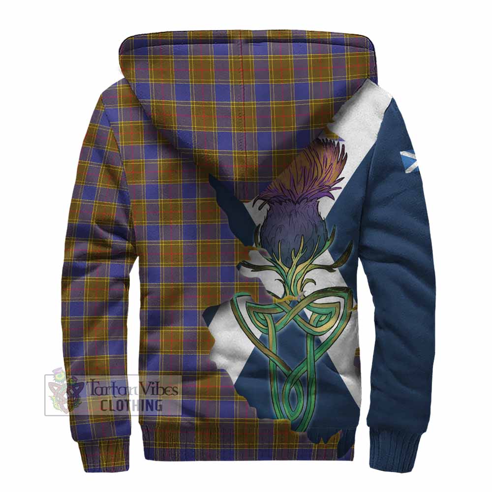 Tartan Vibes Clothing Balfour Tartan Family Crest Sherpa Hoodie Scottish Thistle Celtic Inspired
