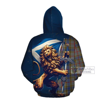 Balfour Tartan Family Crest Cotton Hoodie with Scottish Majestic Lion