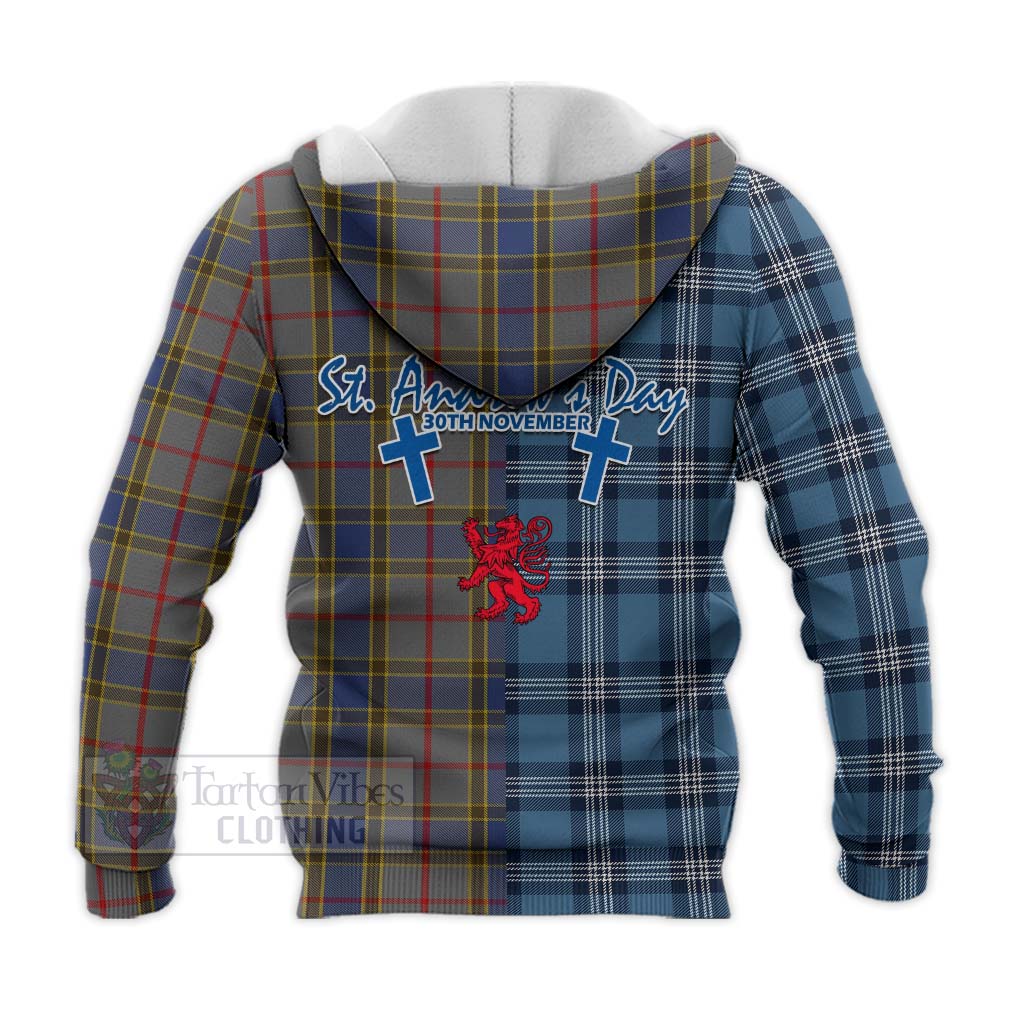 Tartan Vibes Clothing Balfour Tartan Knitted Hoodie Happy St. Andrew's Day Half Tartan Style