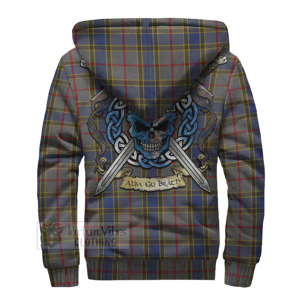 Tartan Vibes Clothing Balfour Tartan Sherpa Hoodie with Family Crest Celtic Skull Style