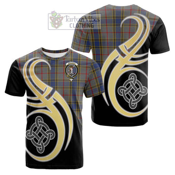 Tartan Vibes Clothing Balfour Tartan Cotton T-shirt with Family Crest and Celtic Symbol Style