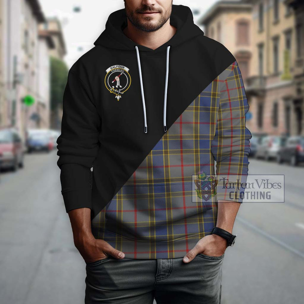 Balfour Tartan Hoodie with Family Crest and Military Logo Style - Tartanvibesclothing Shop