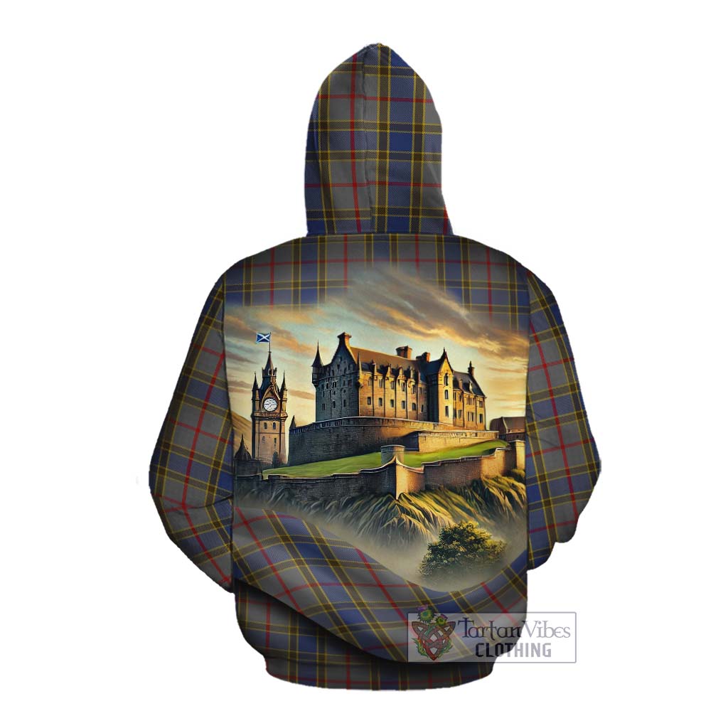 Tartan Vibes Clothing Balfour Tartan Family Crest Cotton Hoodie with Scottish Ancient Castle Style