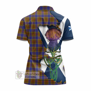 Tartan Vibes Clothing Balfour Tartan Family Crest Women's Polo Shirt Scottish Thistle Celtic Inspired