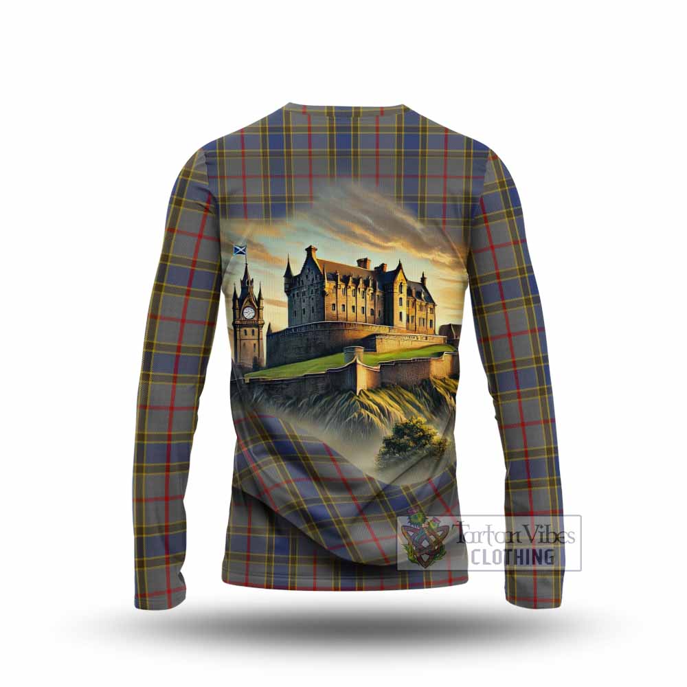 Tartan Vibes Clothing Balfour Tartan Family Crest Long Sleeve T-Shirt with Scottish Ancient Castle Style