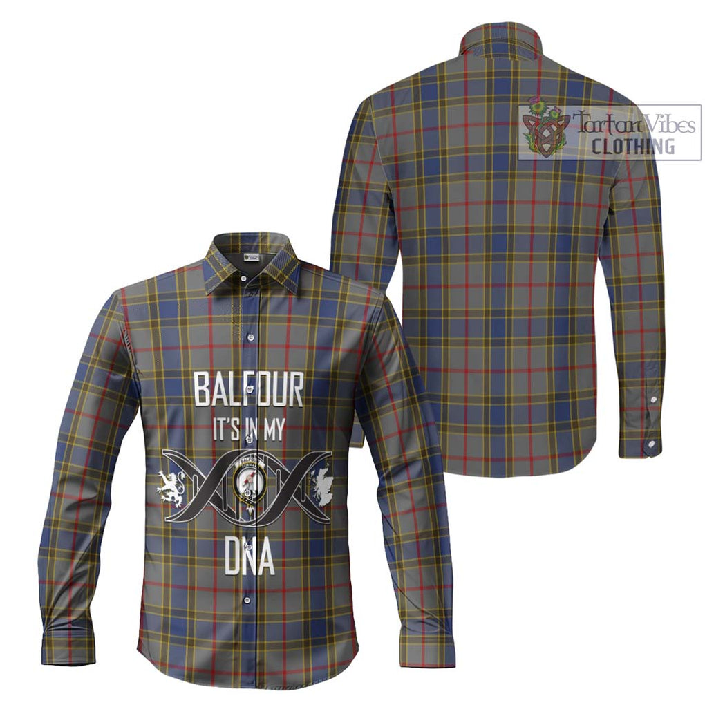 Balfour Tartan Long Sleeve Button Shirt with Family Crest DNA In Me Style Men's Shirt - Tartanvibesclothing Shop