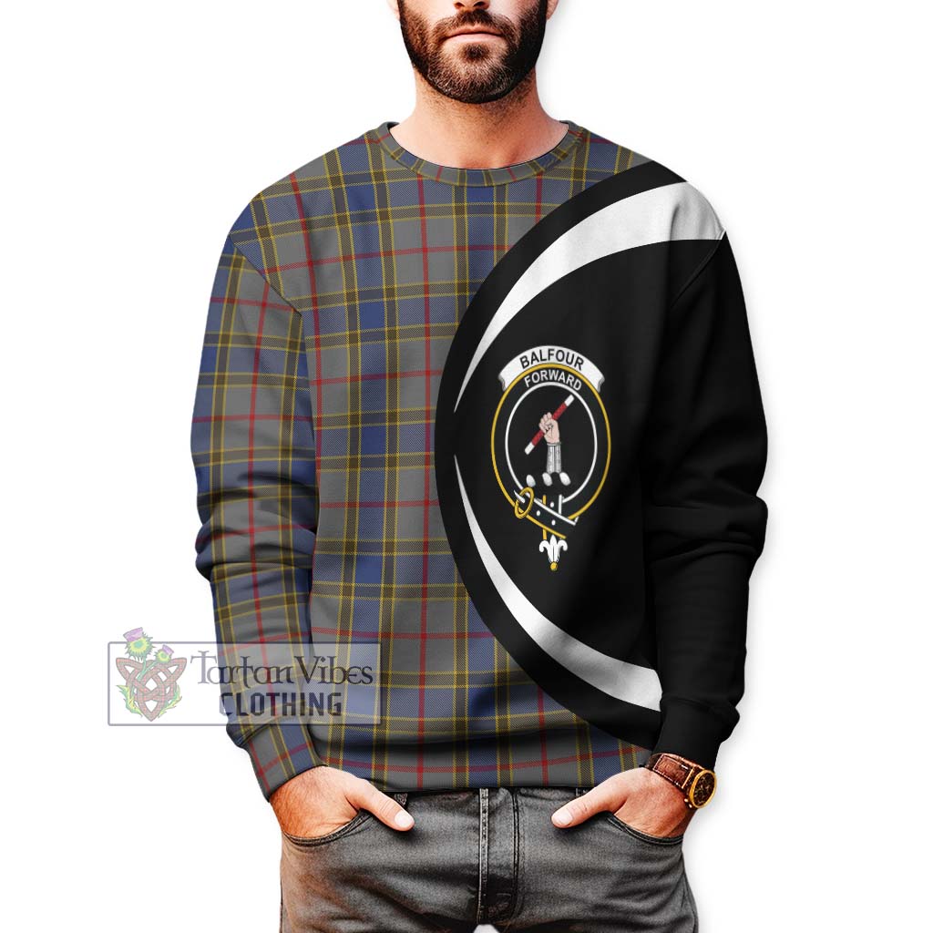 Balfour Tartan Sweatshirt with Family Crest Circle Style - Tartan Vibes Clothing