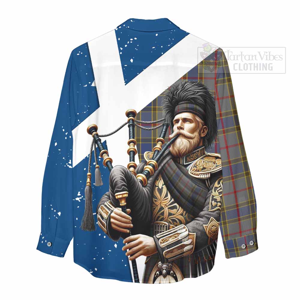 Tartan Vibes Clothing Balfour Tartan Women's Casual Shirt with Family Crest Scottish Bagpiper Vibes