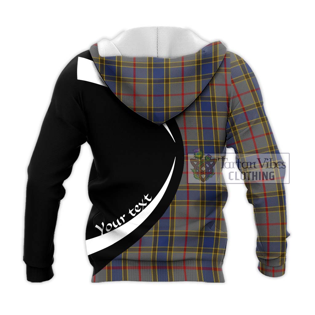 Balfour Tartan Knitted Hoodie with Family Crest Circle Style - Tartan Vibes Clothing