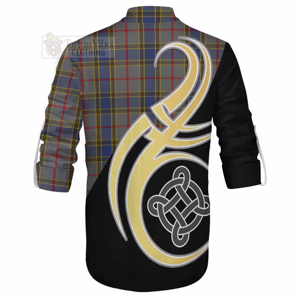 Tartan Vibes Clothing Balfour Tartan Ghillie Kilt Shirt with Family Crest and Celtic Symbol Style
