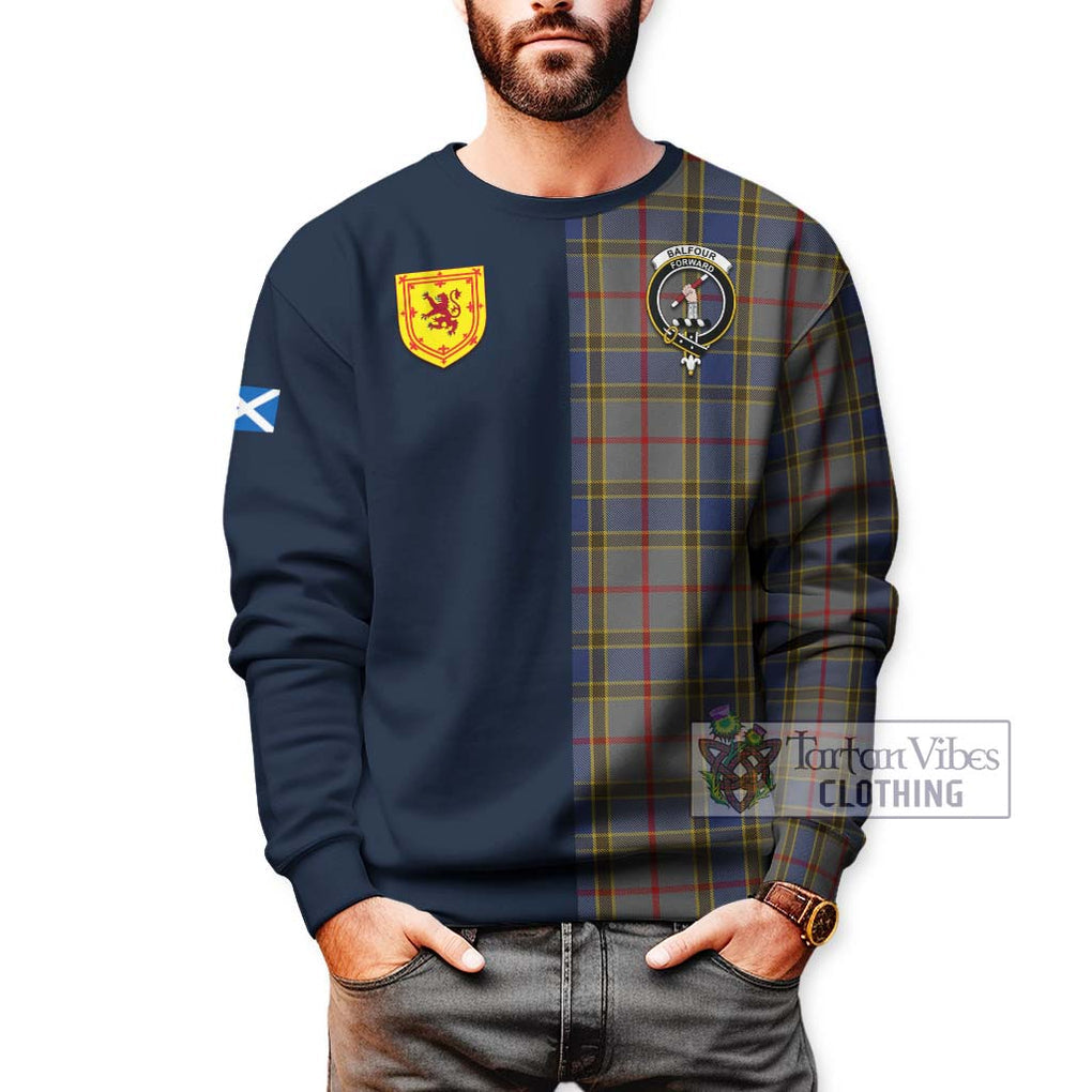 Tartan Vibes Clothing Balfour Tartan Sweatshirt with Scottish Lion Royal Arm Half Style