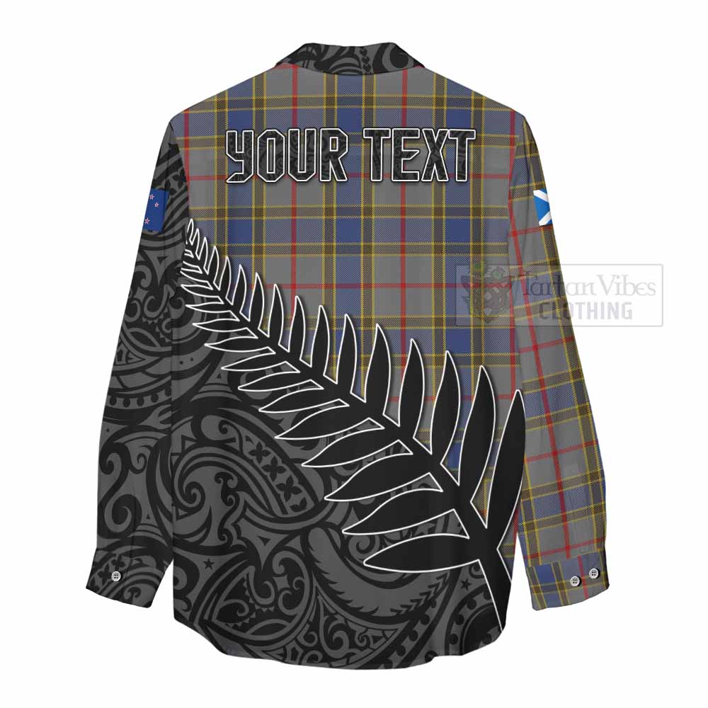 Tartan Vibes Clothing Balfour Crest Tartan Women's Casual Shirt with New Zealand Silver Fern Half Style