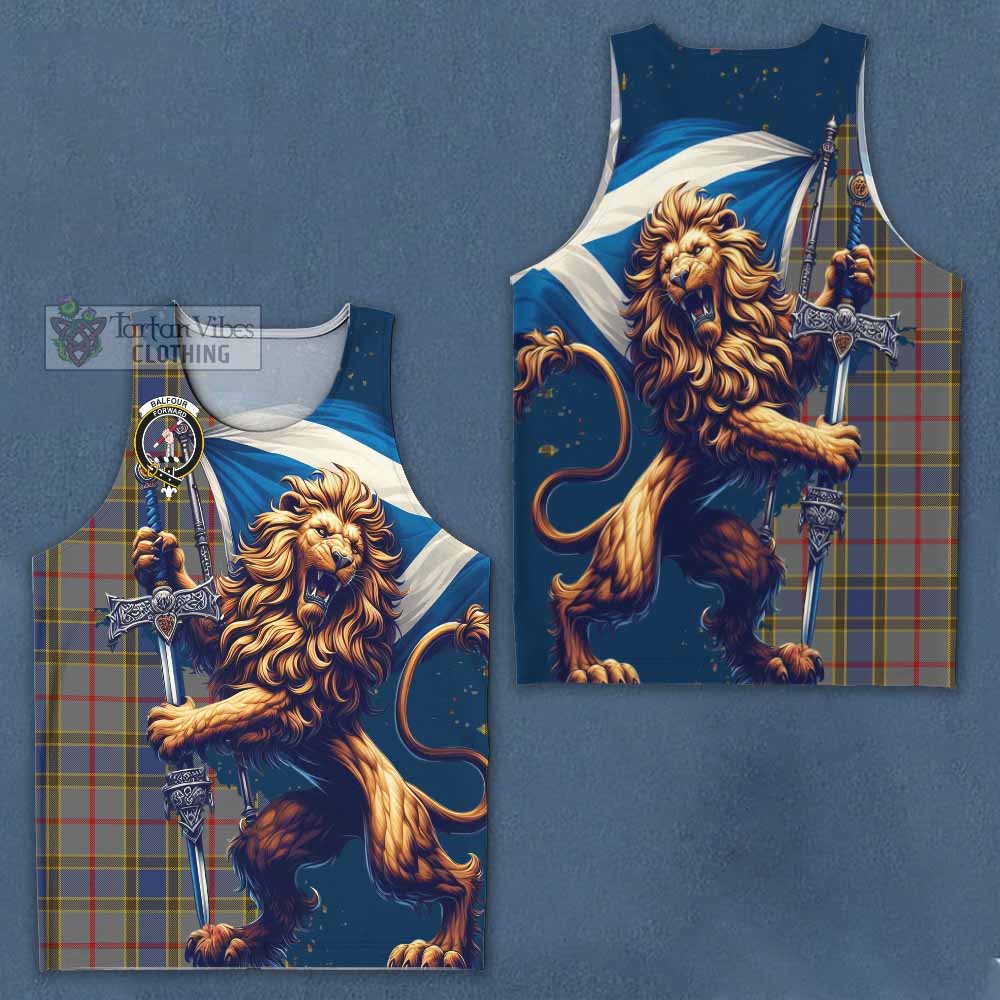Tartan Vibes Clothing Balfour Tartan Family Crest Men's Tank Top with Scottish Majestic Lion