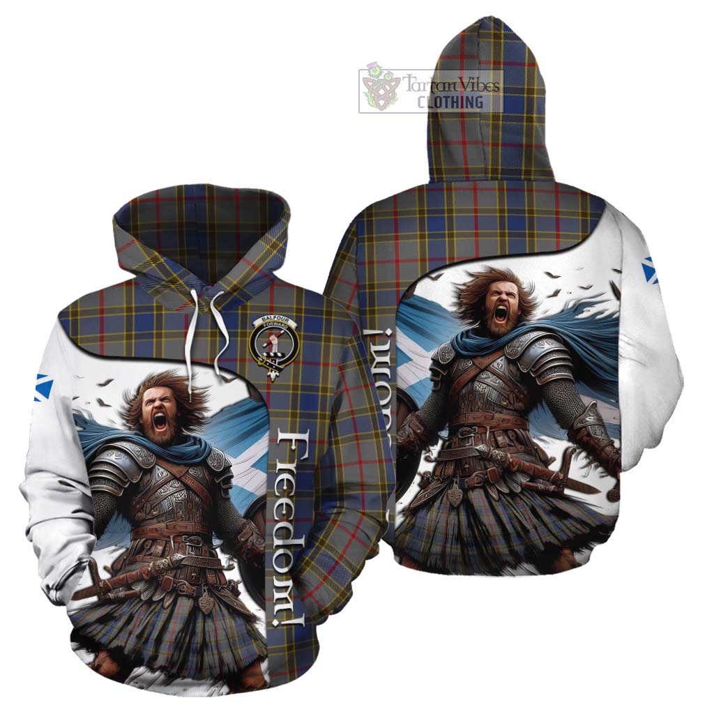 Tartan Vibes Clothing Balfour Crest Tartan Cotton Hoodie Inspired by the Freedom of Scottish Warrior