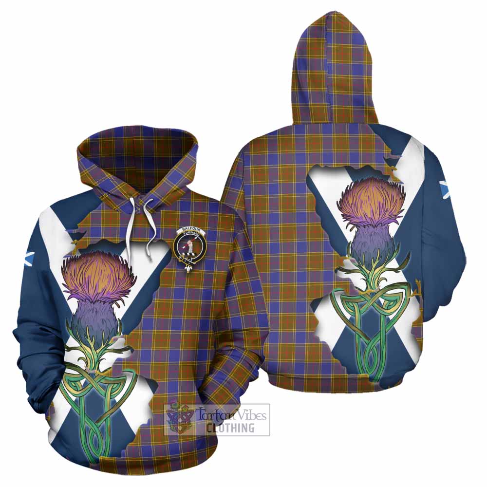 Tartan Vibes Clothing Balfour Tartan Family Crest Hoodie Scottish Thistle Celtic Inspired