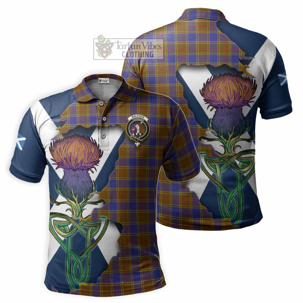 Tartan Vibes Clothing Balfour Tartan Family Crest Polo Shirt Scottish Thistle Celtic Inspired