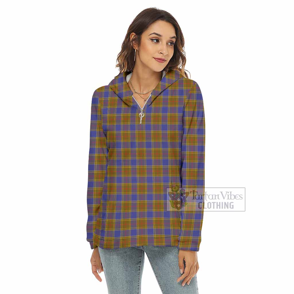 Tartan Vibes Clothing Balfour Tartan Women's Borg  Half Zip Fleece Hoodie