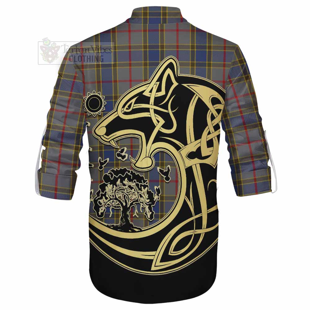 Tartan Vibes Clothing Balfour Tartan Ghillie Kilt Shirt with Family Crest Celtic Wolf Style