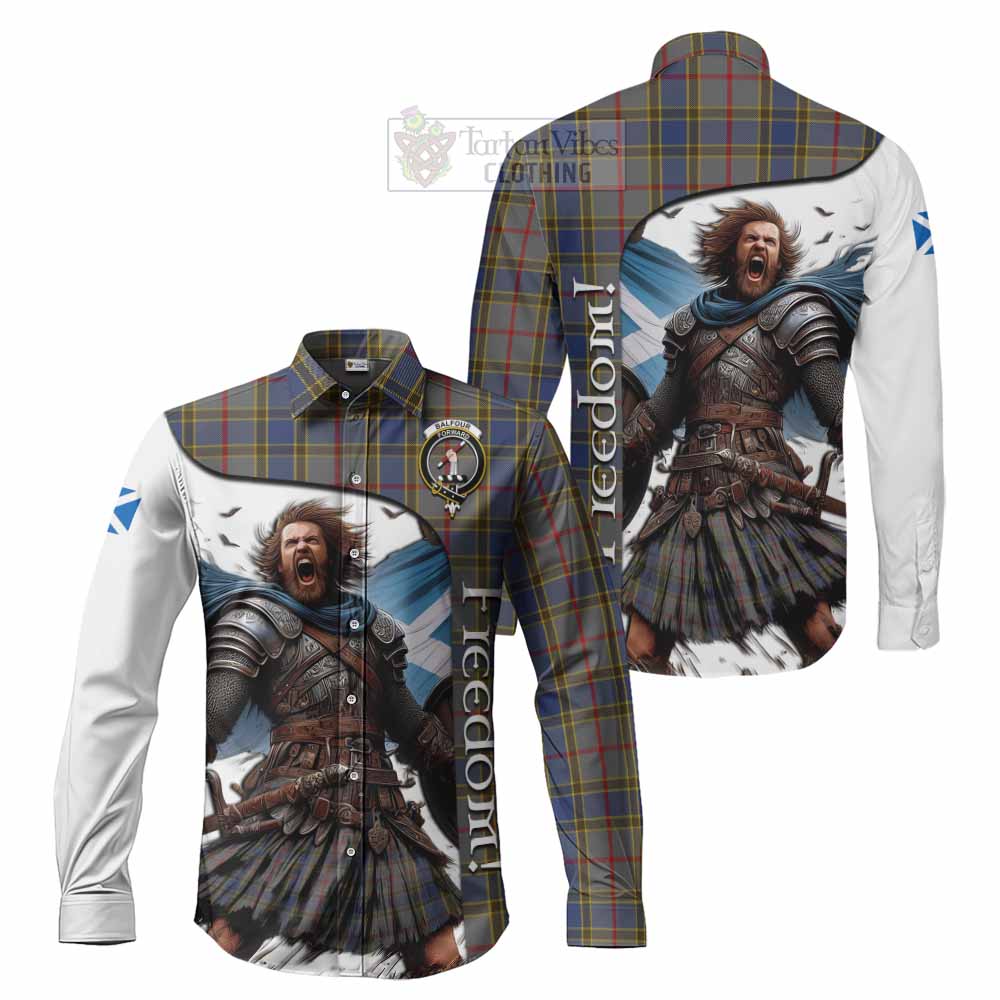 Tartan Vibes Clothing Balfour Crest Tartan Long Sleeve Button Shirt Inspired by the Freedom of Scottish Warrior